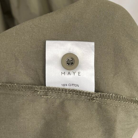 MAYE Corinne Shirtdress Poplin Cotton Relaxed A-Line Midi Dress Khaki - Large - Picture 10 of 13